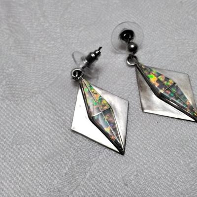 Vintage Opal 925 Post Earrings