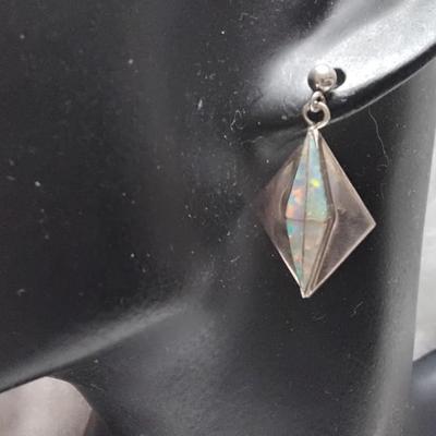 Vintage Opal 925 Post Earrings
