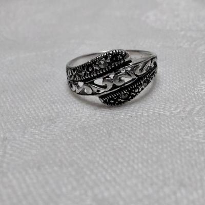 Marcasite Intricate 925 Band Size 6.5