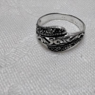 Marcasite Intricate 925 Band Size 6.5