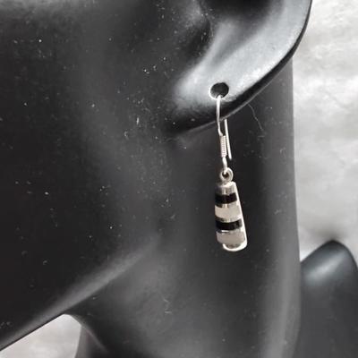 Vintage Mother Of Pearl And Onyx Earrings