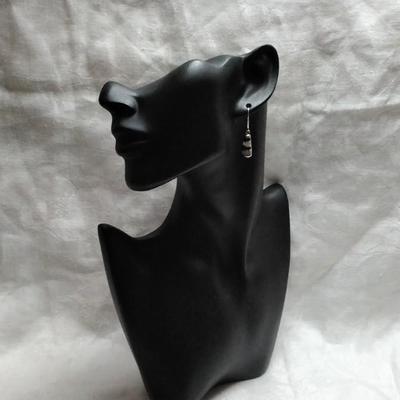 Vintage Mother Of Pearl And Onyx Earrings