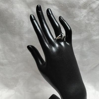 Onyx With Marcasite 925 Ring Size 8