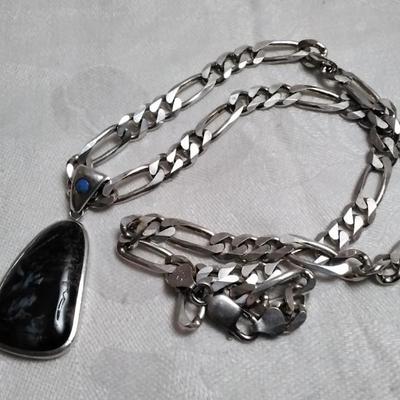 Rare Pietersite With Rare Blue Chariote Accent 20" Italian 925 Necklace