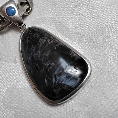 Rare Pietersite With Rare Blue Chariote Accent 20" Italian 925 Necklace