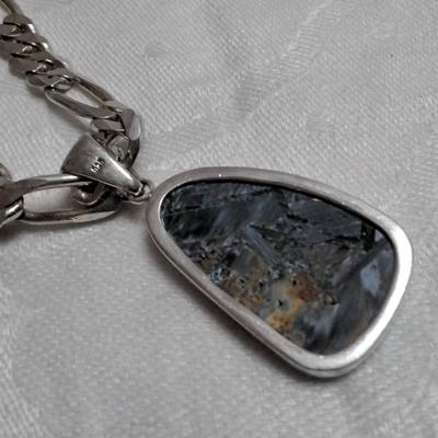 Rare Pietersite With Rare Blue Chariote Accent 20" Italian 925 Necklace