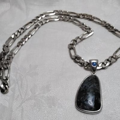 Rare Pietersite With Rare Blue Chariote Accent 20" Italian 925 Necklace