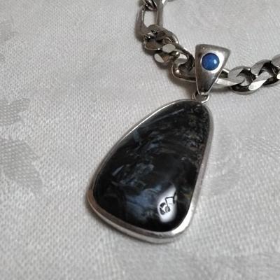 Rare Pietersite With Rare Blue Chariote Accent 20" Italian 925 Necklace