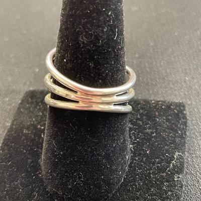 BEAUTIFUL STERLING SILVER STACKED BEADED RING