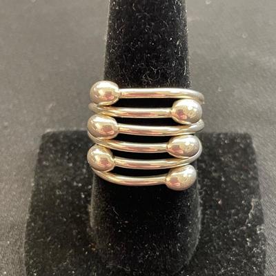 BEAUTIFUL STERLING SILVER STACKED BEADED RING