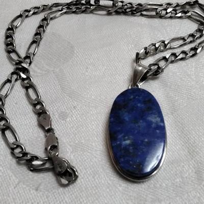 Sodalite On An Italian 925 19" Necklace
