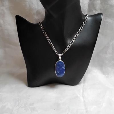 Sodalite On An Italian 925 19" Necklace