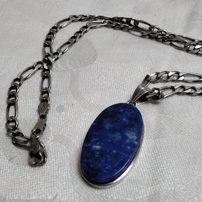 Sodalite On An Italian 925 19" Necklace