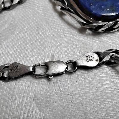 Sodalite On An Italian 925 19" Necklace