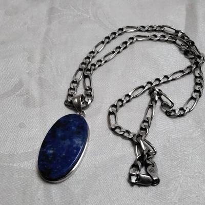 Sodalite On An Italian 925 19" Necklace