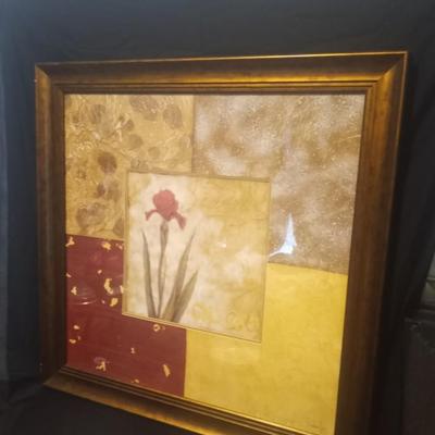 LARGE FRAMED 3D ROSE PHOTO WITH "BELIEVE" SIGN AND PLATE