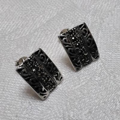 Vintage Marcasite 925 Post Earrings