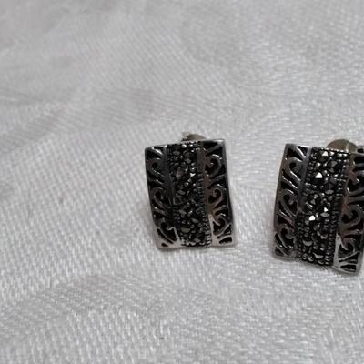 Vintage Marcasite 925 Post Earrings