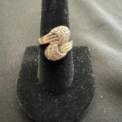 STERLING SILVER MARCASITE KNOTTED RING