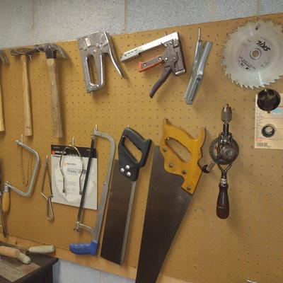Collection of Tools on Bench and Wall (See all Pictures)