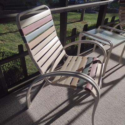 Three Piece Patio Set includes Two Swivel Chairs and Square Table