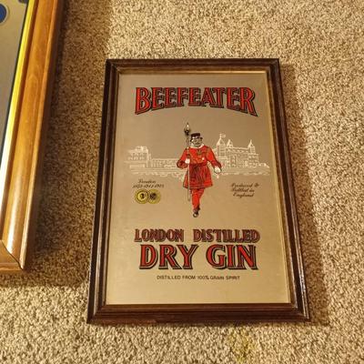 FRAMED HARP LAGUER AND BEEFEATER DRY GIN MIRRORS