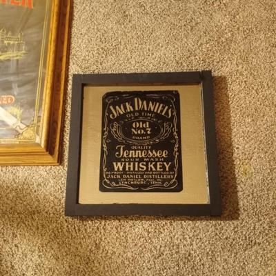 LARGE FRAMED BEEFEATER DRY GIN AND JACK DANIELS MIRRORS