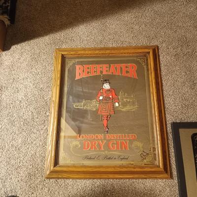 LARGE FRAMED BEEFEATER DRY GIN AND JACK DANIELS MIRRORS