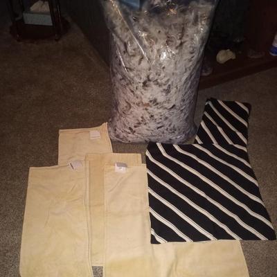 LARGE BAG OF DOWN FEATHERS & ZIPPERED PILLOW SHAMS TO FILL