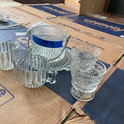 Antique ice bucket with glasses