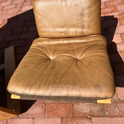 MCM 1970's Swedish Leather Lounge Chair Ottoman Ake Fribytter for Nelo Kroken