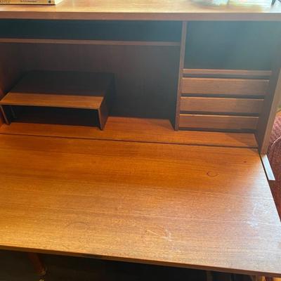 1960's Danish Teak Drop Front Dresser Desk MCM Mid Century Modern