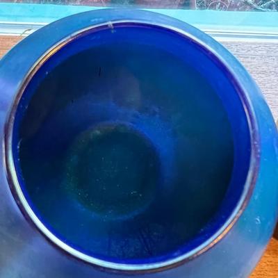 Zellique Studio Art Glass Signed Bowl Vase Iridescent Rare SET of 2 LOT