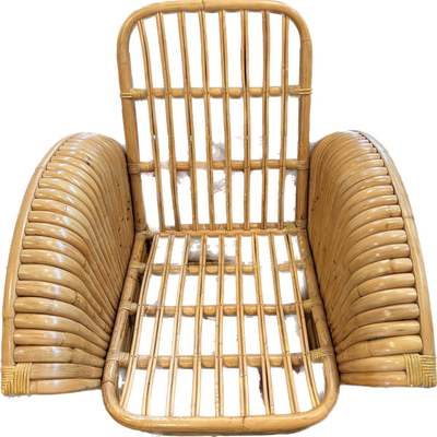 Paul Frankl Restored Art Deco Rattan Fan Arm Lounge Chair PAIR