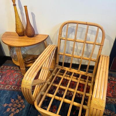 RARE Paul Frankl 1934 Restored Museum Quality Four-Strand Square Pretzel Rattan Lounge Chair