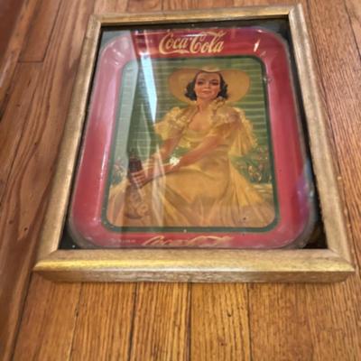 Coca-Cola Girl at Shade Original Tin Serving Tray 1938 Bradshaw Crandall illustrator