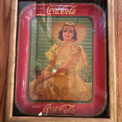 Coca-Cola Girl at Shade Original Tin Serving Tray 1938 Bradshaw Crandall illustrator