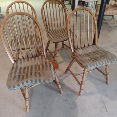 Set of Four Oak Spindle Back Chairs