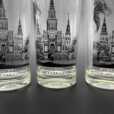 Vintage New Orleans  St. Louis Cathedral Glasses 6 inches