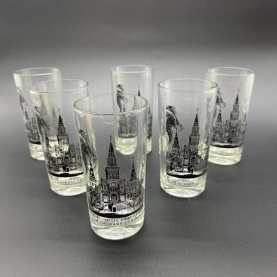 Vintage New Orleans  St. Louis Cathedral Glasses 6 inches