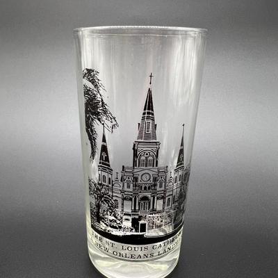 Vintage New Orleans  St. Louis Cathedral Glasses 6 inches