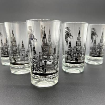 Vintage New Orleans  St. Louis Cathedral Glasses 5 inch