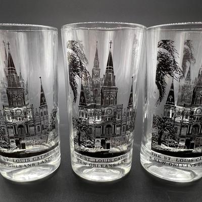 Vintage New Orleans  St. Louis Cathedral Glasses 5 inch