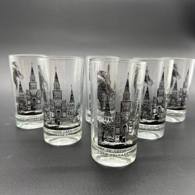 Vintage New Orleans  St. Louis Cathedral Glasses 5 inch