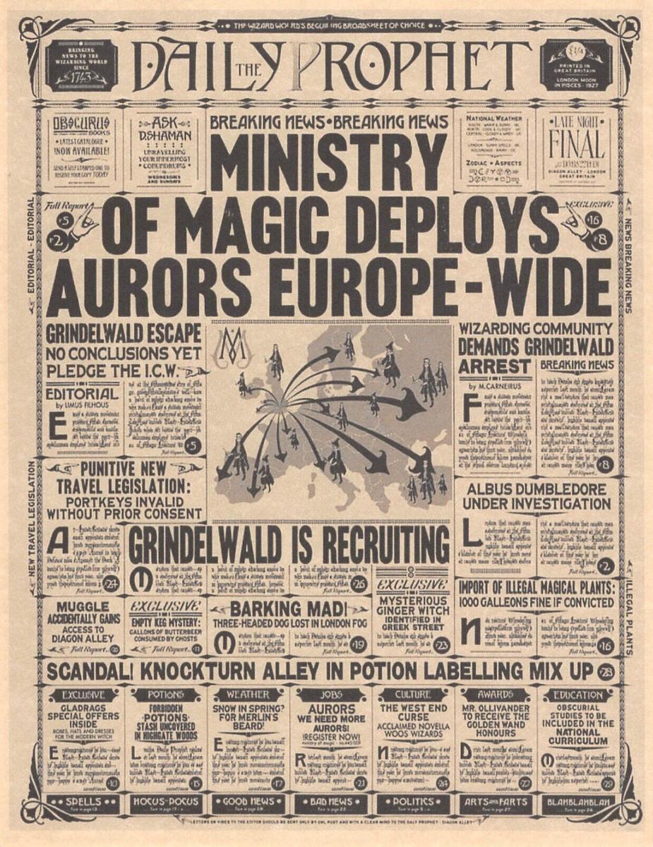 Fantastic Beasts: The Crimes of Grindelwald Daily Prophet Newspaper ...