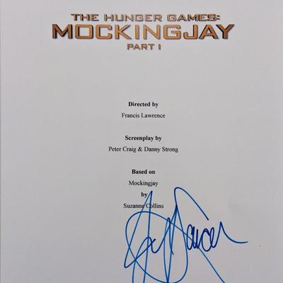 Jennifer Lawrence signed The Hunger Games Mockingjay Part 1 Glossy Screenplay Cover
