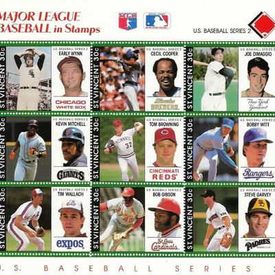Major League Baseball - St. Vincent Commemorative Stamp Sheet