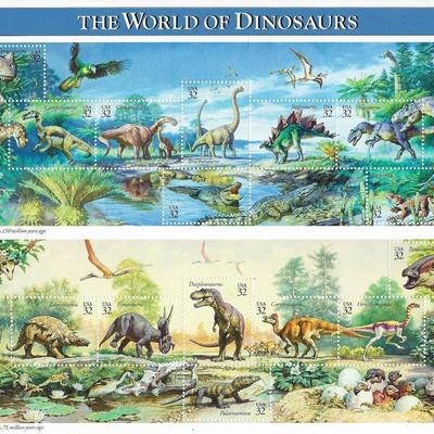 The World of Dinosaurs Stamp Sheet