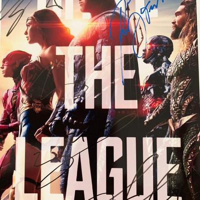Justice League Cast Signed Movie Poster