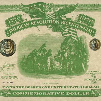 American Revolution Bicentennial Commemorative One Dollar Certificate, New York